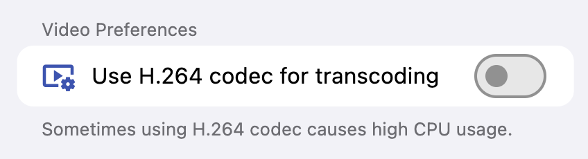 Enable/Disable H.264 Codec