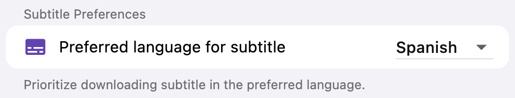 Subtitle Preferences
